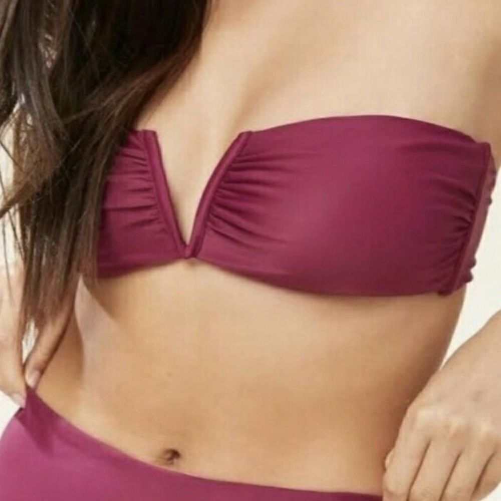 Andie Plum Purple Strapless Scala Bandeau Bikini Top Sz XL NWT